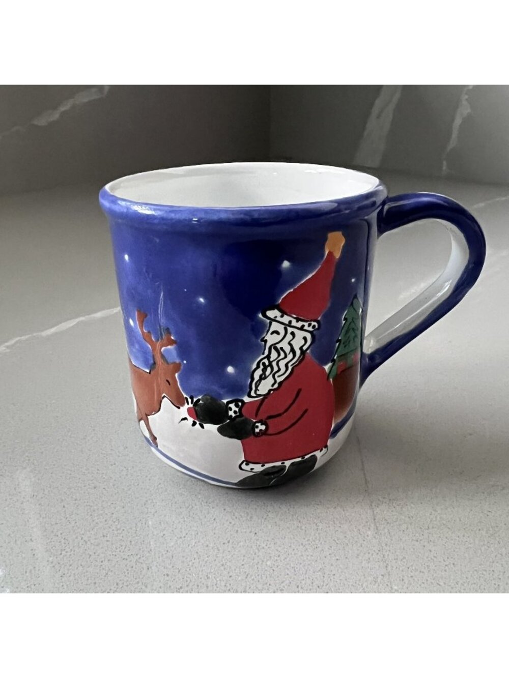 Starbucks Ceramic Coffee Mug Santa Claus Reindeer Handpainted Hungary Vintage